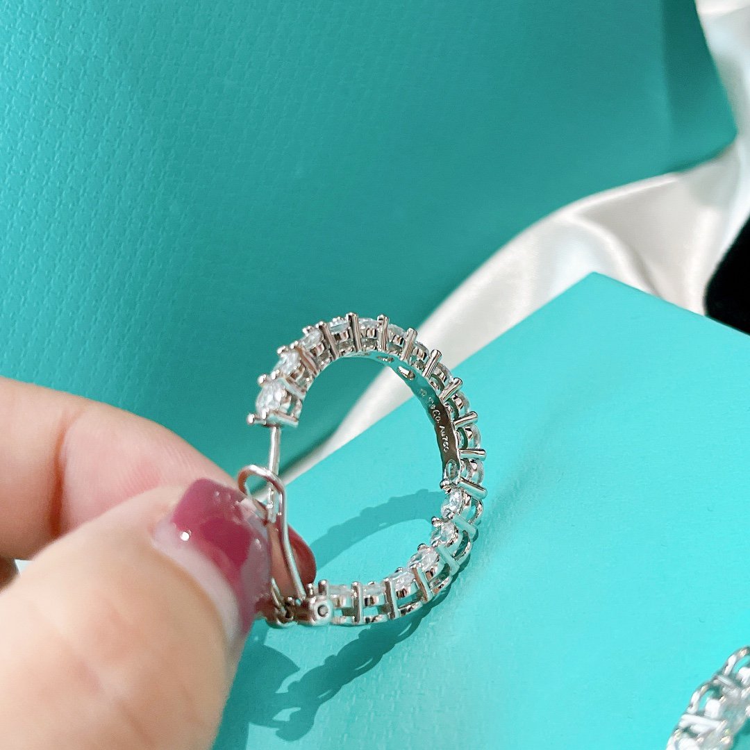 [Marins]SILVER DIAMOND HOOP EARRINGS