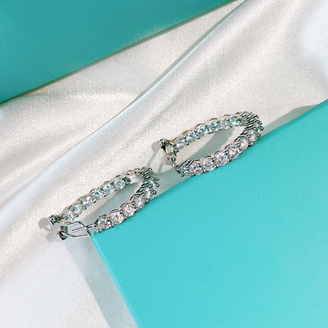 [Marins]SILVER DIAMOND HOOP EARRINGS