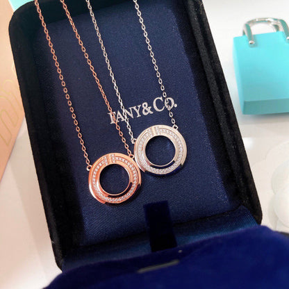 [Marins]DIAMOND AND MOTHER OF PEARL CIRCLE PENDANT