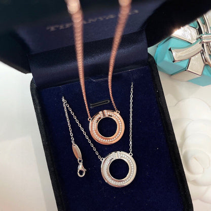 [Marins]DIAMOND AND MOTHER OF PEARL CIRCLE PENDANT