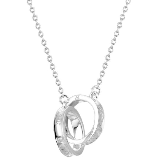 [Marins]NECKLACE FEMALE DOUBLE RING DOUBLE CIRCLE COUPLE PENDANT