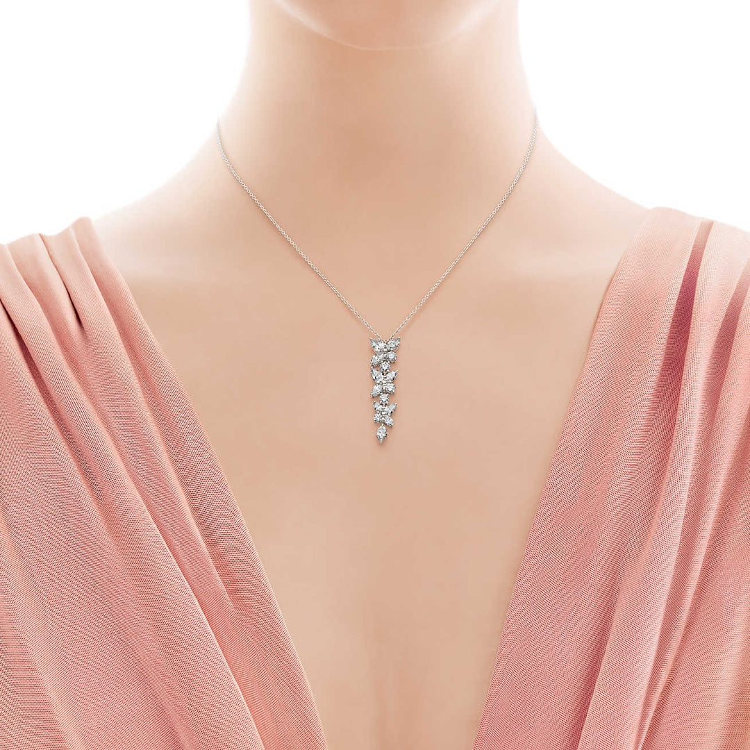 [Marins]MIXED CLUSTER DIAMOND DROP PENDANT