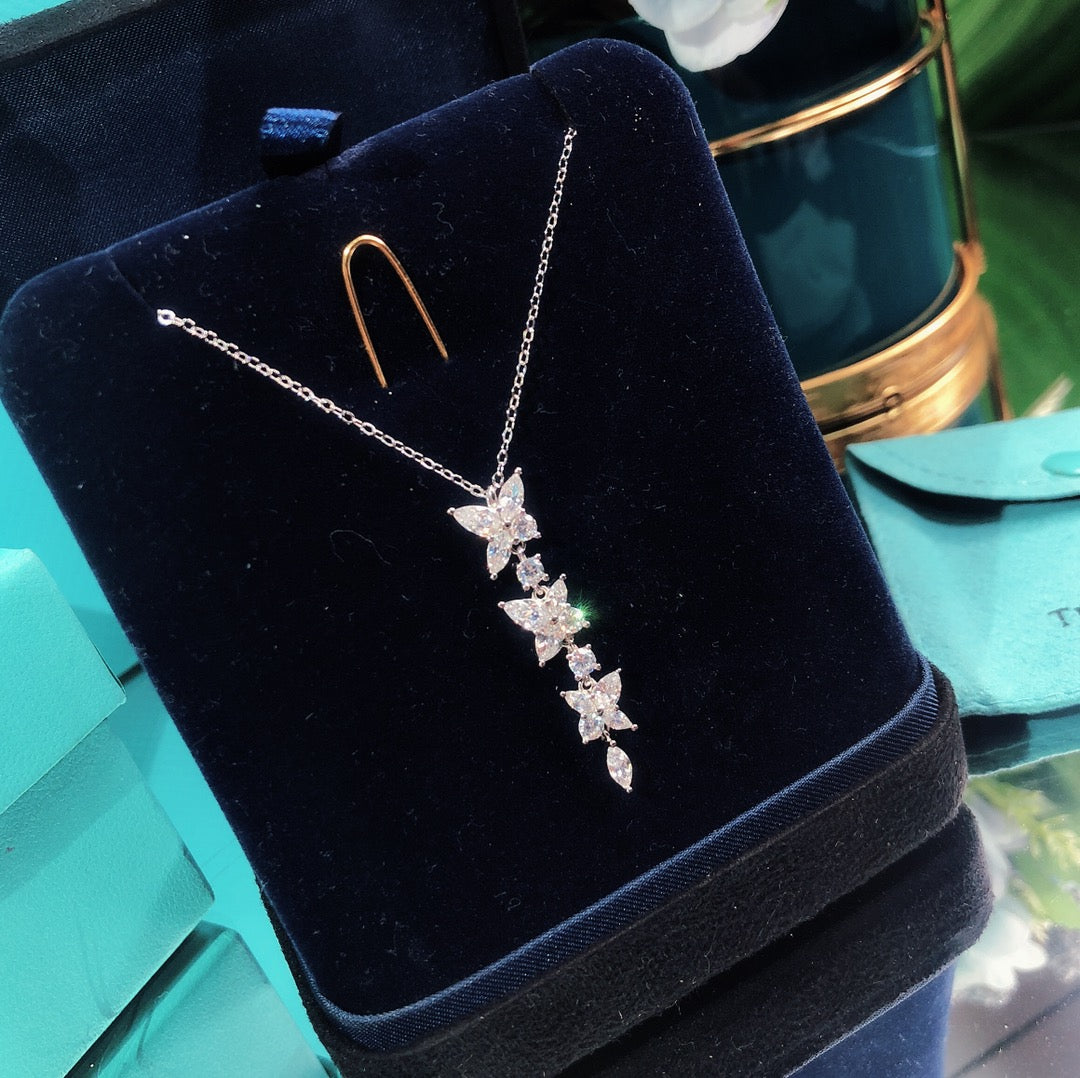 [Marins]MIXED CLUSTER DIAMOND DROP PENDANT