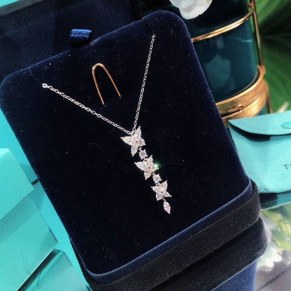 [Marins]MIXED CLUSTER DIAMOND DROP PENDANT