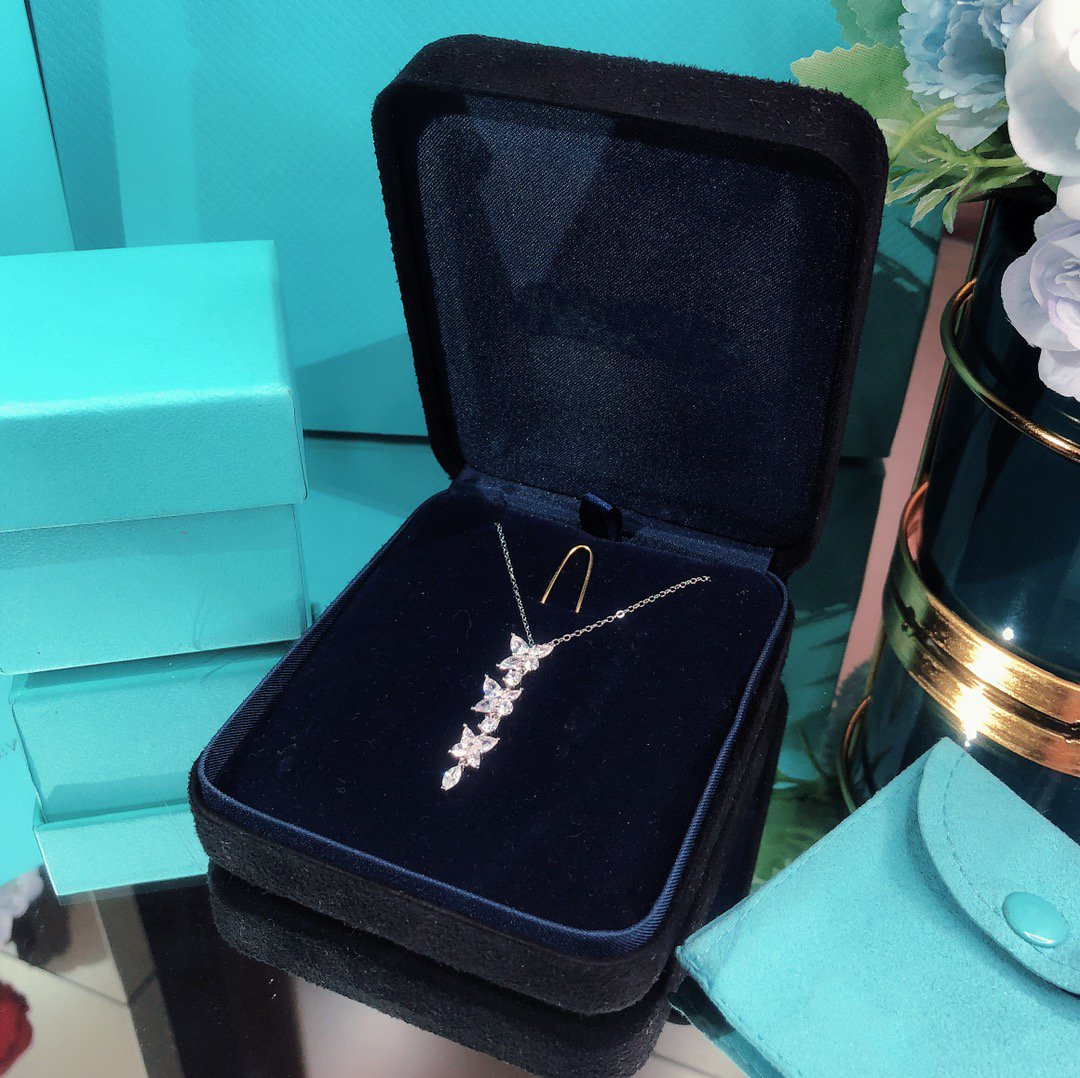 [Marins]MIXED CLUSTER DIAMOND DROP PENDANT