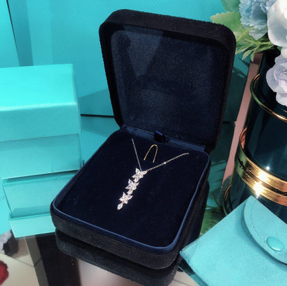[Marins]MIXED CLUSTER DIAMOND DROP PENDANT
