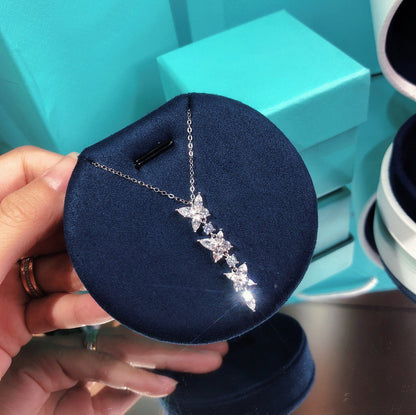 [Marins]MIXED CLUSTER DIAMOND DROP PENDANT