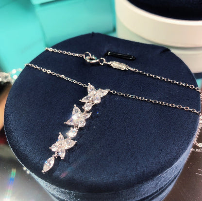 [Marins]MIXED CLUSTER DIAMOND DROP PENDANT