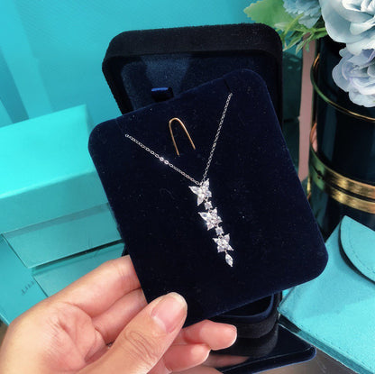 [Marins]MIXED CLUSTER DIAMOND DROP PENDANT