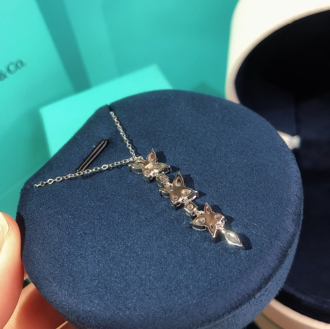 [Marins]MIXED CLUSTER DIAMOND DROP PENDANT