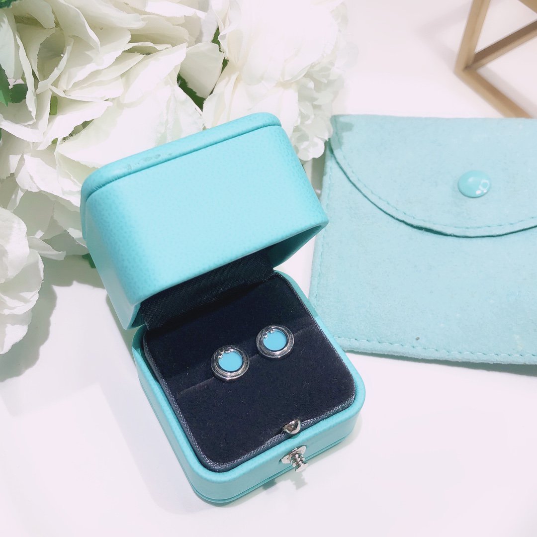[Marins]TURQUOISE CIRCLE WHITE GOLD EARRINGS