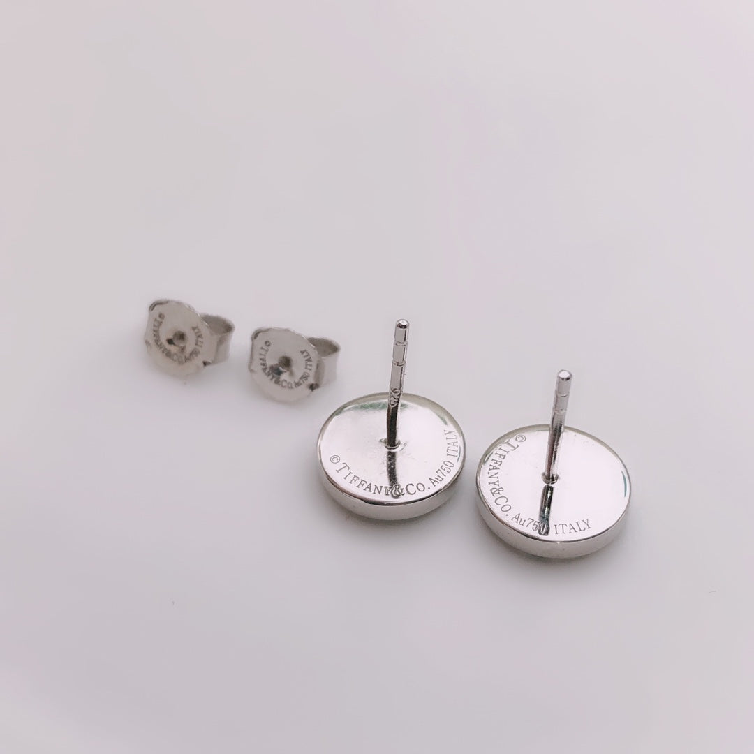[Marins]TURQUOISE CIRCLE WHITE GOLD EARRINGS