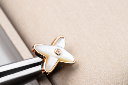 [Marins]JEUX DE WHITE MOP ROSE GOLD DIAMOND EARRINGS