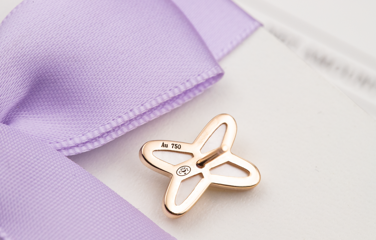 [Marins]JEUX DE WHITE MOP ROSE GOLD DIAMOND EARRINGS