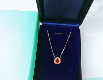 [Marins]DIAMOND AND MOTHER PEARL CIRCLE NECKLACE PENDANT