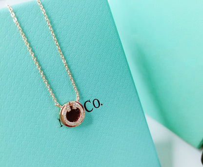 [Marins]DIAMOND AND MOTHER PEARL CIRCLE NECKLACE PENDANT