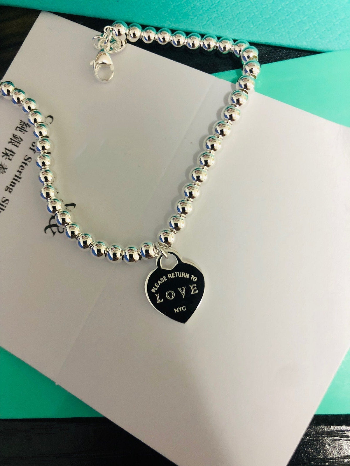 [Marins]LOVE TIFFANY RED HEART TAG BEAD BRACELET