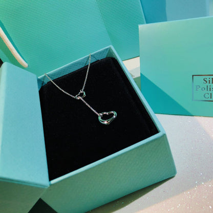 [Marins]OPEN HEART LARIAT NECKLACE SILVER