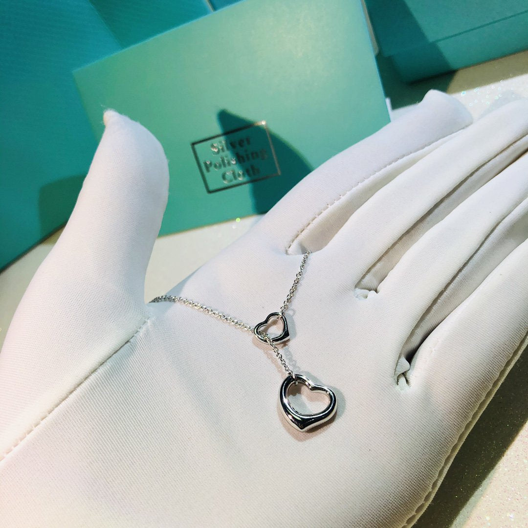 [Marins]OPEN HEART LARIAT NECKLACE SILVER