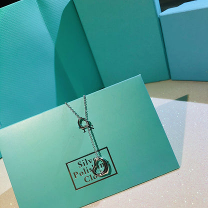 [Marins]OPEN HEART LARIAT NECKLACE SILVER