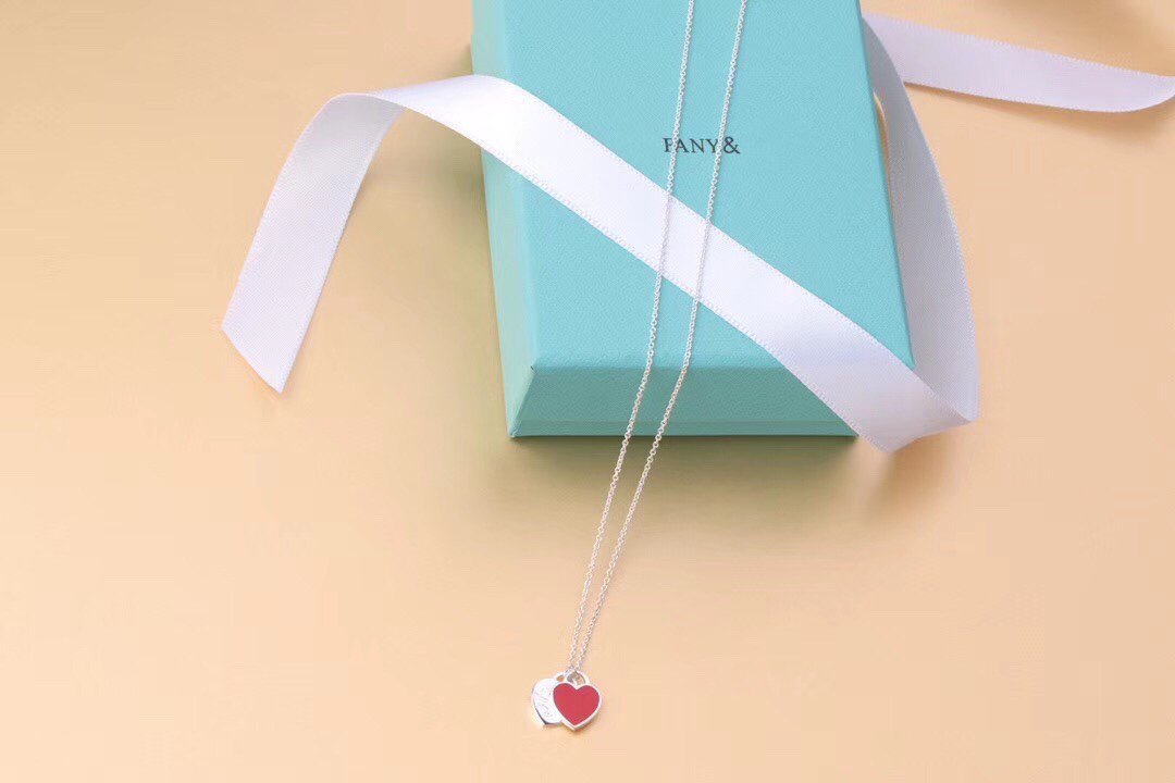 [Marins]DOUBLE HEART TAG PENDANT SILVER MINI NECKLACE