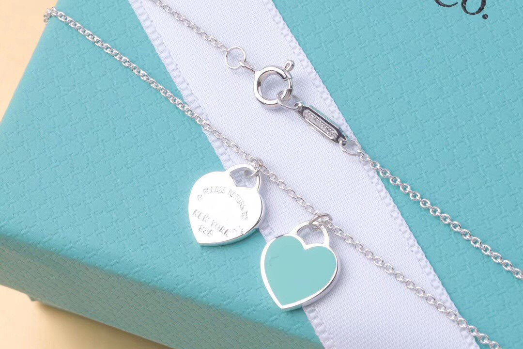 [Marins]DOUBLE HEART TAG PENDANT SILVER MINI NECKLACE