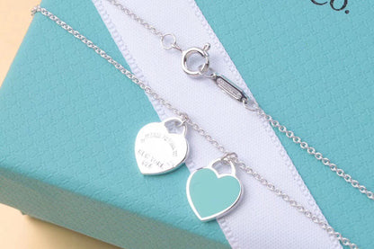 [Marins]DOUBLE HEART TAG PENDANT SILVER MINI NECKLACE