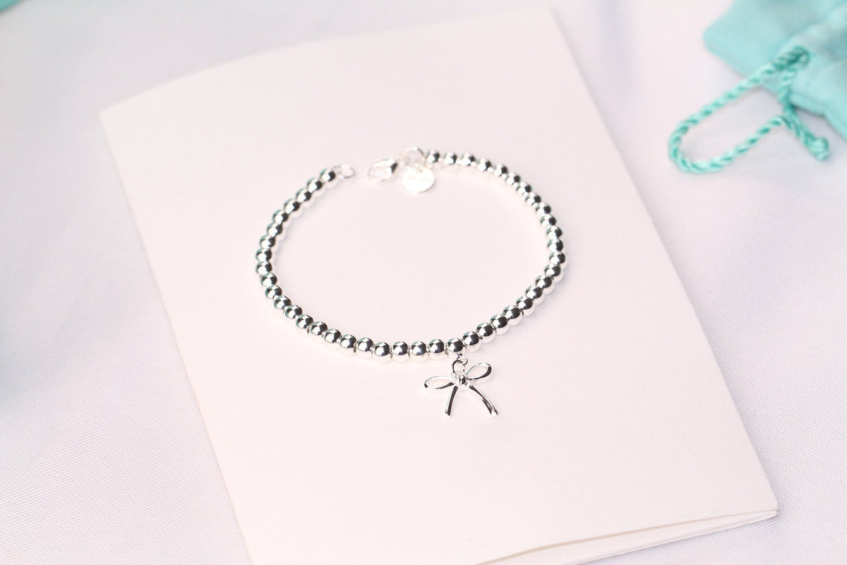 [Marins]STERLING SILVER BOW BEAD BRACELET