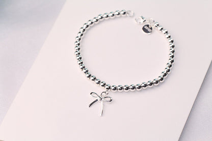 [Marins]STERLING SILVER BOW BEAD BRACELET