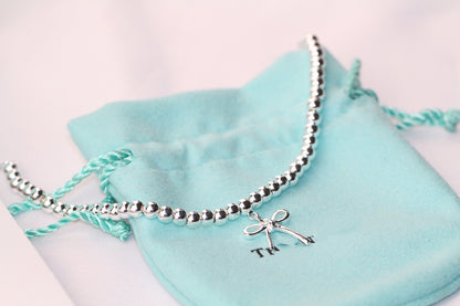 [Marins]STERLING SILVER BOW BEAD BRACELET