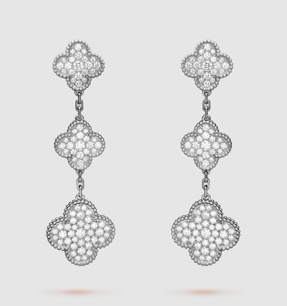 [Marins]CLOVER 3 MOTIF DIAMOND SILVER DROP EARRINGS