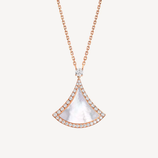 [Marins]DREAM MOP DIAMOND PAVED PINK GOLD NECKLACE