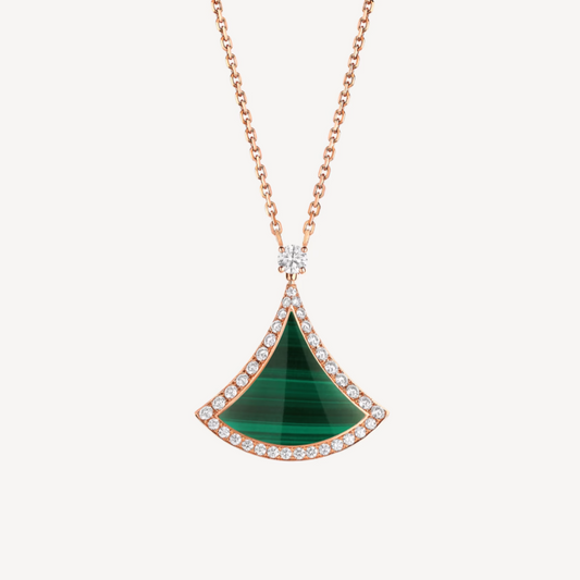 [Marins]DREAM MALACHITE DIAMOND PAVED PINK GOLD NECKLACE