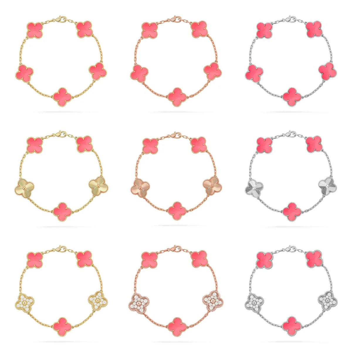 [Marins] CLOVER 5 MOTIFS  PINK MOP BRACELET COLLECTION
