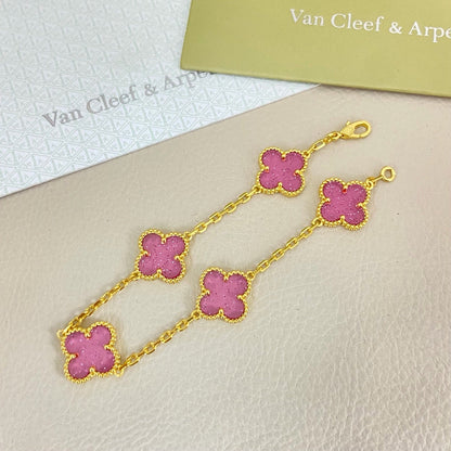 [Marins]NEW BUBBLE PINK ENAMEL 5-FLOWER BRACELET