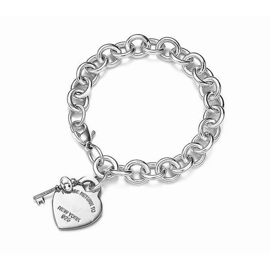 [Marins]KEY HEART CARD CHUNKY INTERLOCKING BRACELET LENGTH