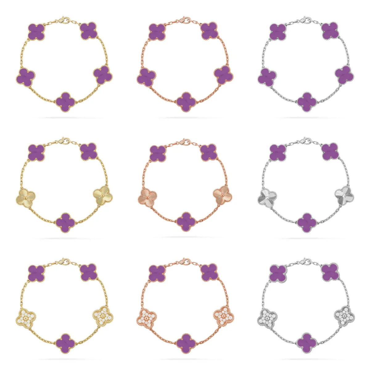 [Marins] CLOVER 5 MOTIF VIOLET BRACELET COLLECTION