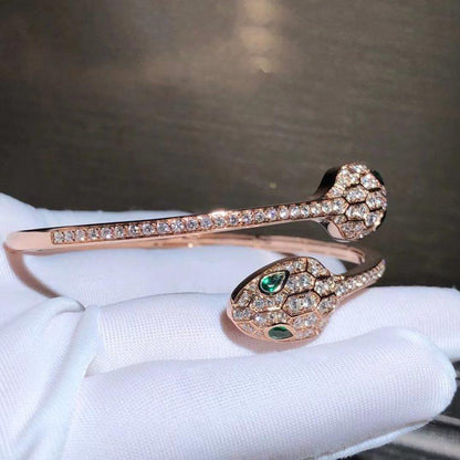 [Marins]SERPENTI BRACELET PINK GOLD MALACHITE DIAMOND DOUBLE SNAKE