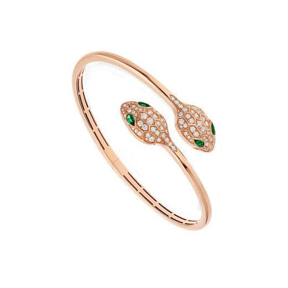 [Marins]SERPENTI BRACELET PINK GOLD MALACHITE DIAMOND DOUBLE SNAKE