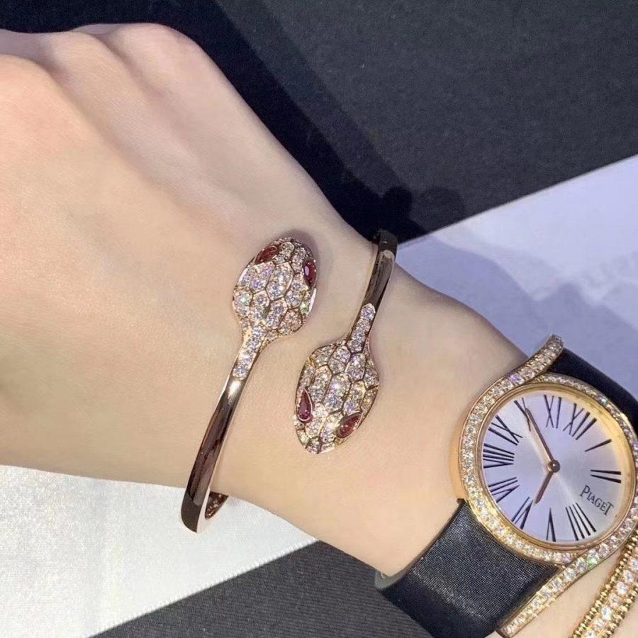[Marins]SERPENTI BRACELET PINK GOLD DIAMOND DOUBLE SNAKE