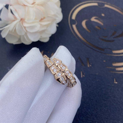 [Marins]SERPENTI RING PINK GOLD DIAMOND PAVED 4MM