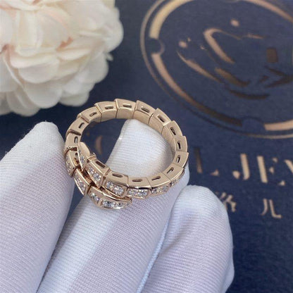 [Marins]SERPENTI RING PINK GOLD DIAMOND PAVED 4MM