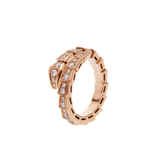 [Marins]SERPENTI RING PINK GOLD DIAMOND PAVED 4MM
