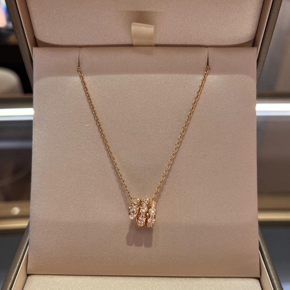 [Marins]SERPENTI PINK GOLD NECKLACE DOUBLE RING DIAMOND