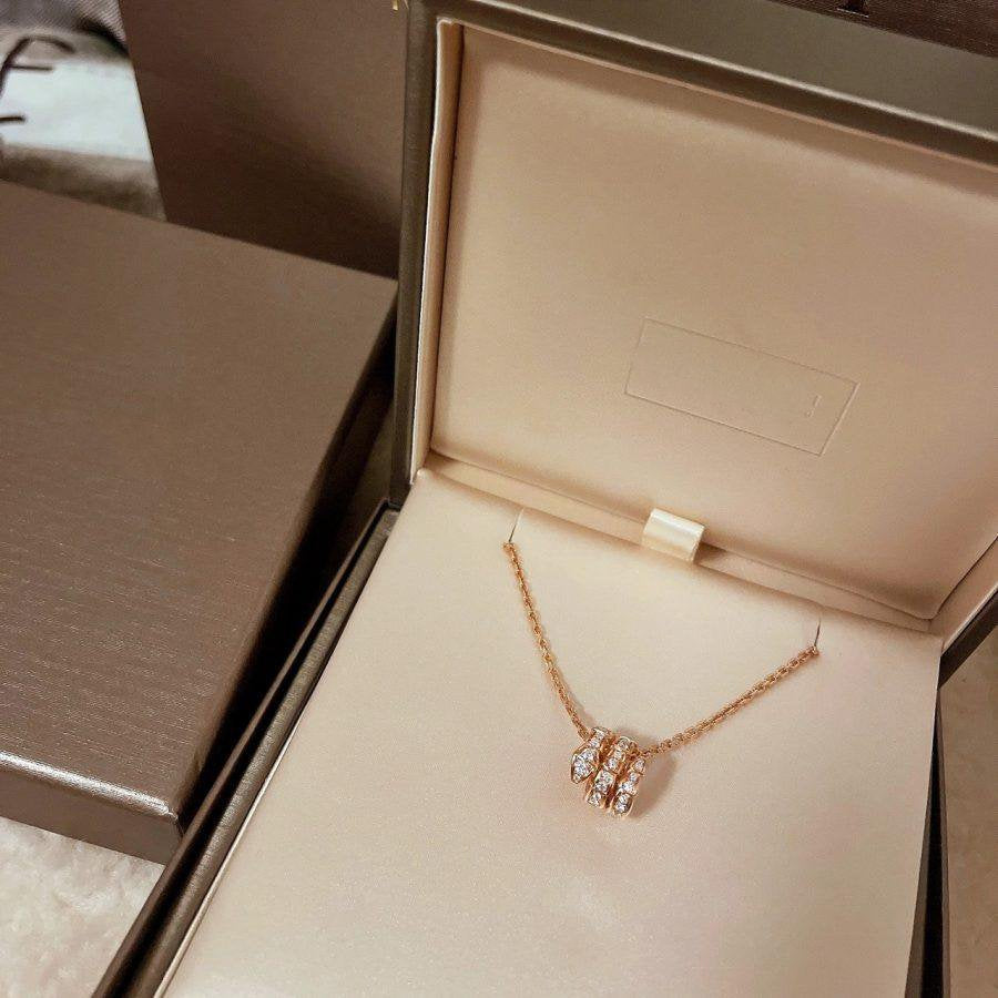 [Marins]SERPENTI PINK GOLD NECKLACE DOUBLE RING DIAMOND