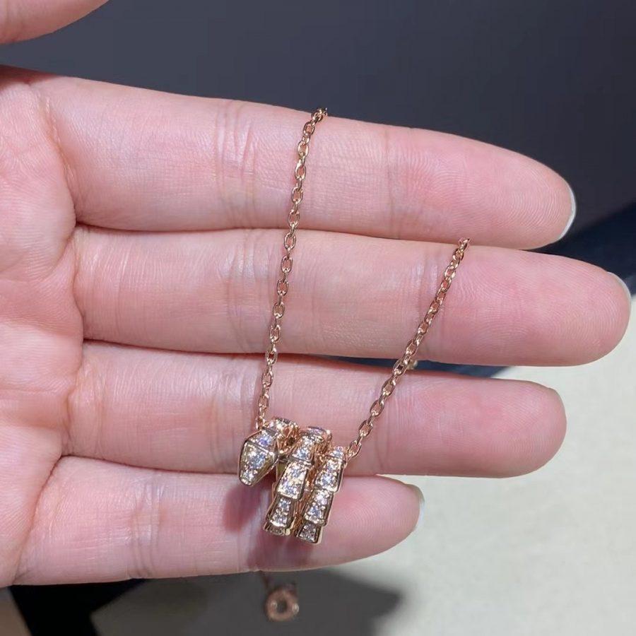 [Marins]SERPENTI PINK GOLD NECKLACE DOUBLE RING DIAMOND