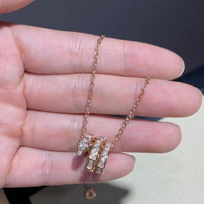 [Marins]SERPENTI PINK GOLD NECKLACE DOUBLE RING DIAMOND