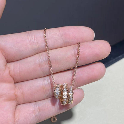 [Marins]SERPENTI PINK GOLD NECKLACE DOUBLE RING DIAMOND