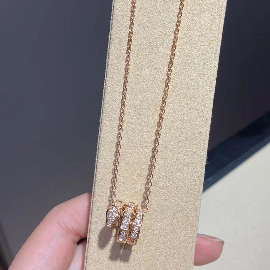 [Marins]SERPENTI PINK GOLD NECKLACE DOUBLE RING DIAMOND