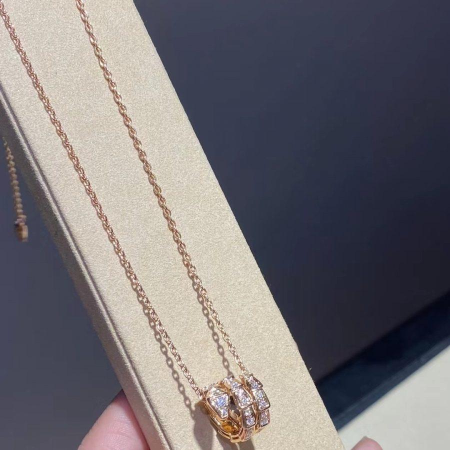 [Marins]SERPENTI PINK GOLD NECKLACE DOUBLE RING DIAMOND
